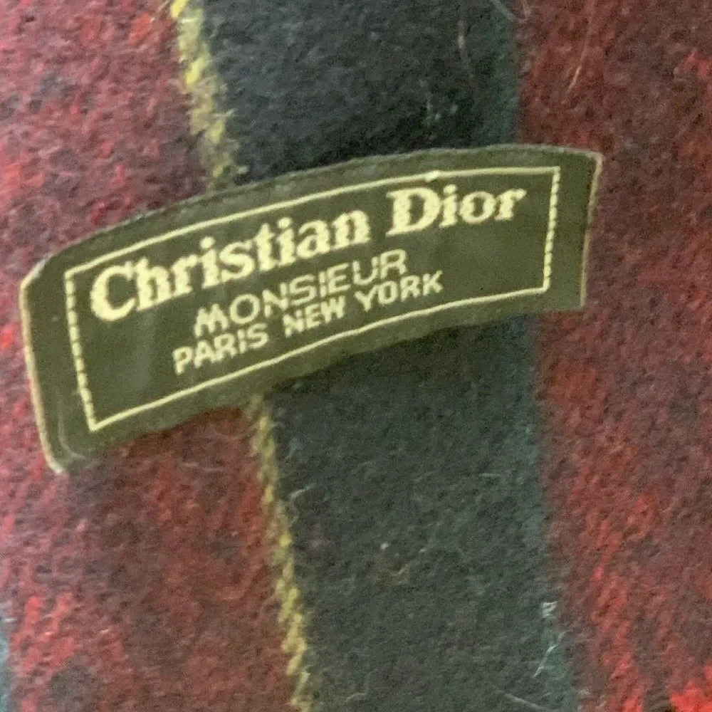 Auth Vtg Christian DIOR Stripe Wool Scarf. Circa 70s Pristine Preloved Wrap